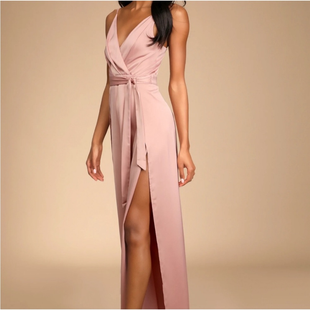 NEW Lulus Classy Night Out Mauve Satin Jumpsuit - Picture 2 of 9